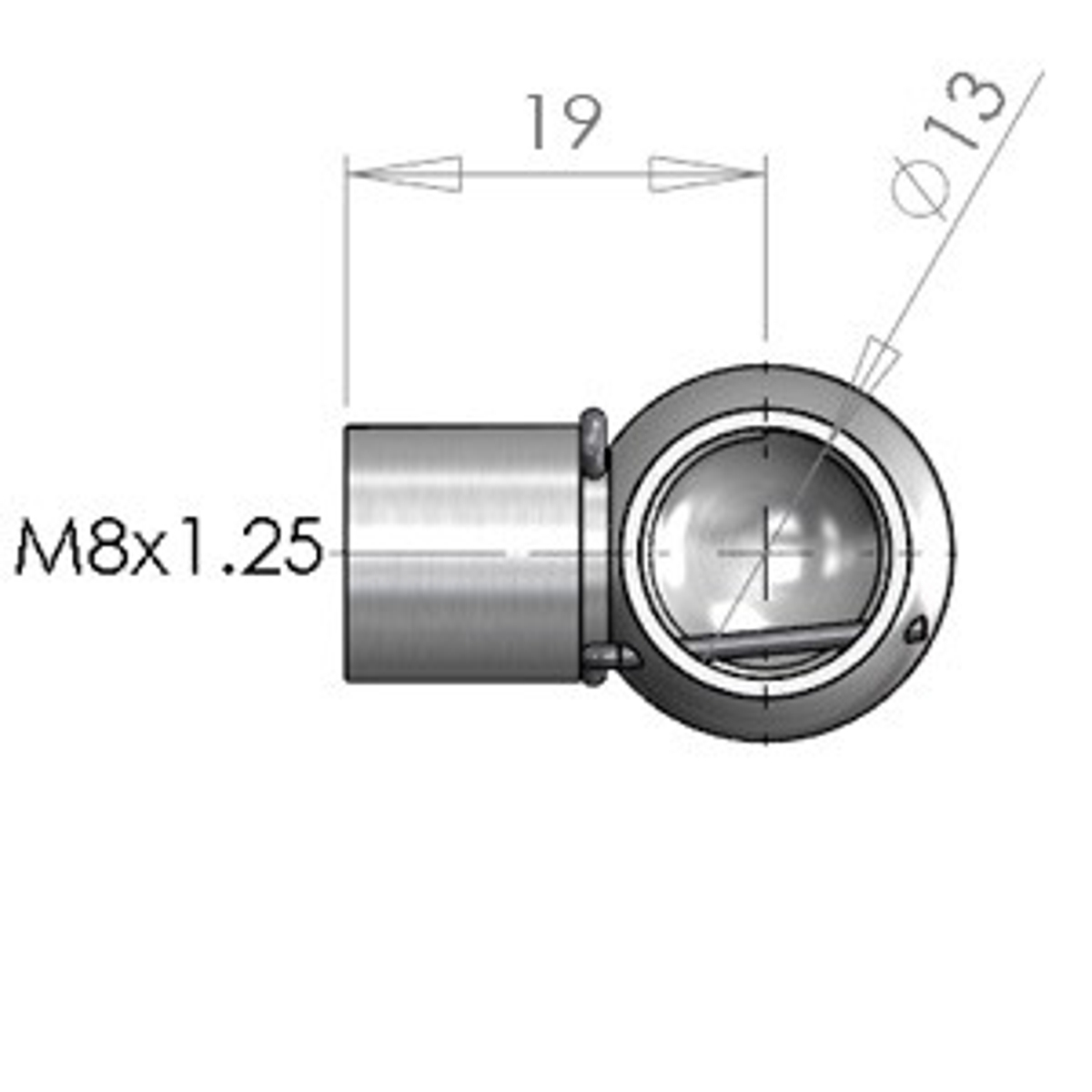 NitroLift Stainless Steel 13mm Metal Ball Socket To Fit M8 Thread